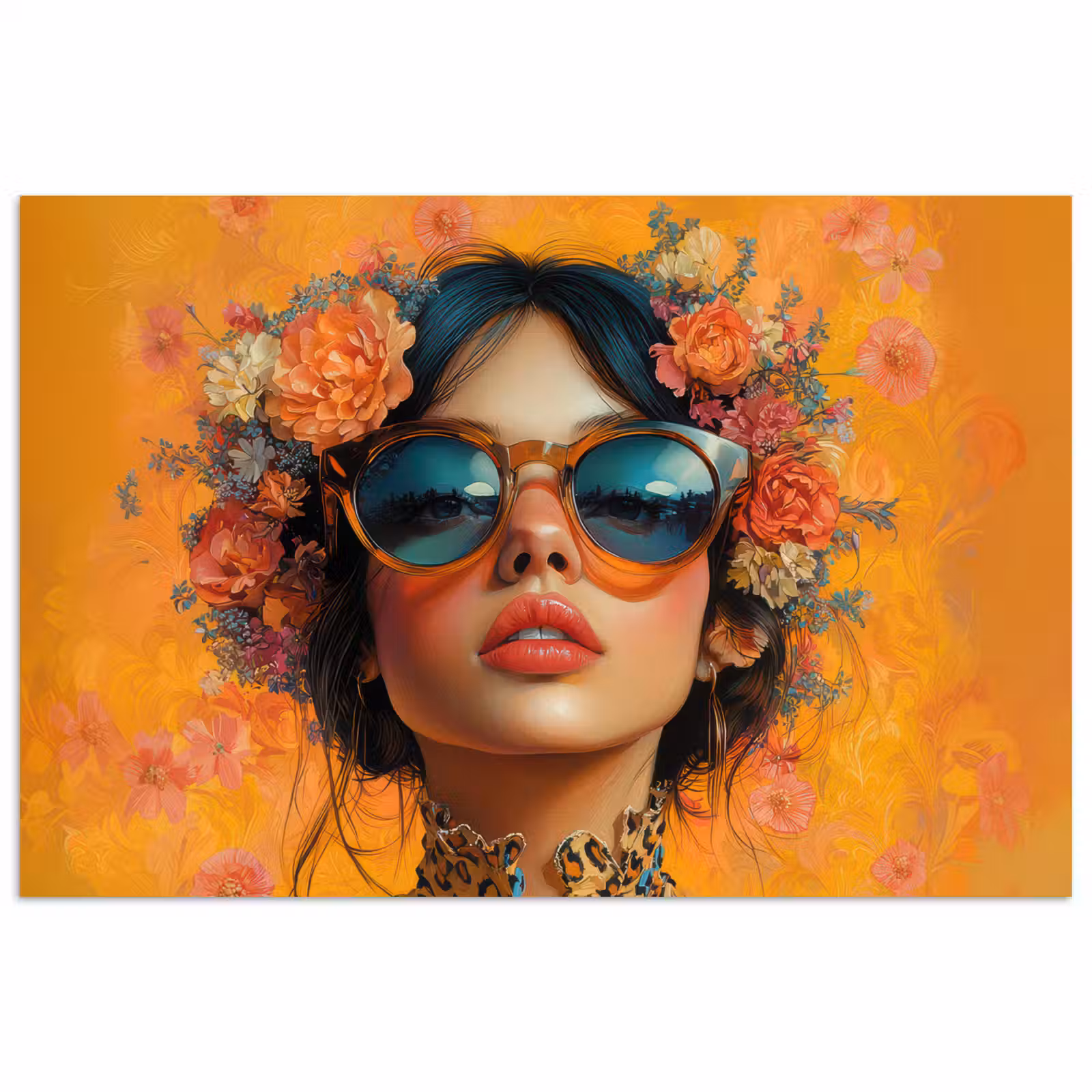 Poster - Frau - Blumen - Ästhetik - Orange — 1