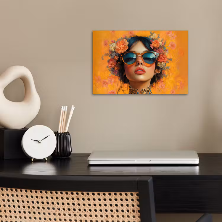 Poster - Frau - Blumen - Ästhetik - Orange — 2