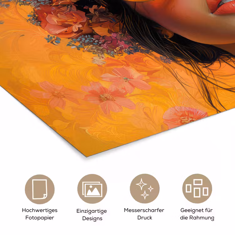 Poster - Frau - Blumen - Ästhetik - Orange — 5