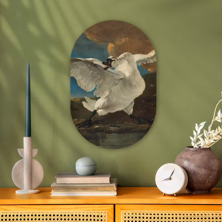 Forexbild Oval - Der bedrohte Schwan - Gemälde von Jan Asselijn — 3