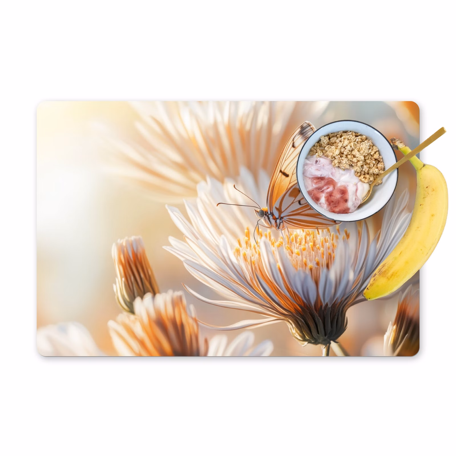 Tischset - 6 Stück - Schmetterling - Blume - Orange — 1
