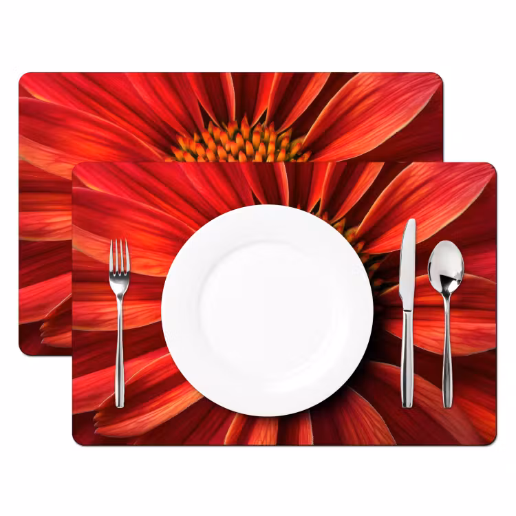 Tischset - 6 Stück - Nahaufnahme - Blume - Rot — 2
