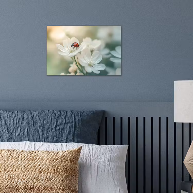 Poster - Marienkäfer - Blumen - Weiß — 3