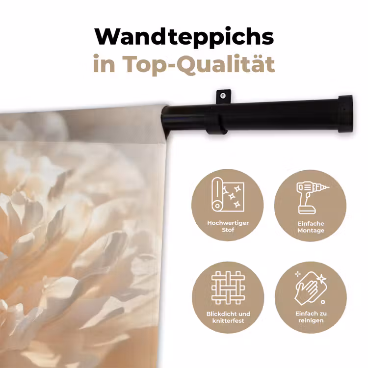 Wandteppich - Nahaufnahme - Pfingstrose - Hellrosa — 7