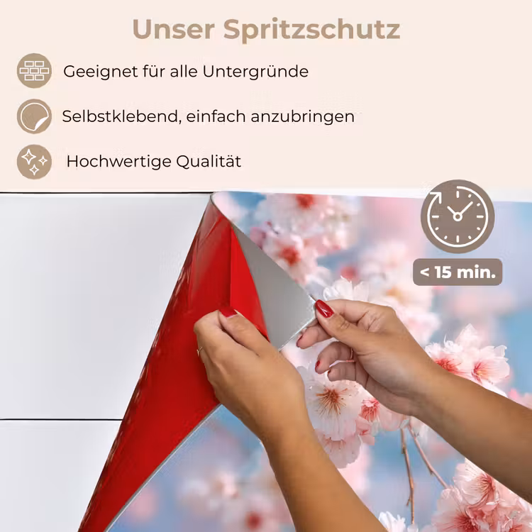 Spritzschutz Küche - Äste - Blüten - Rosa — 5
