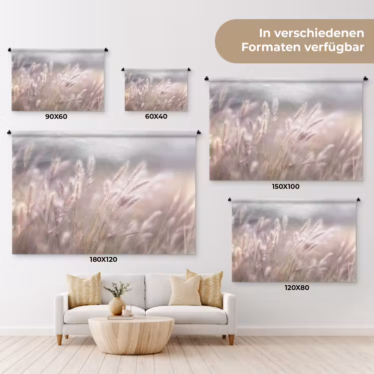 Wandteppich - Grasbüschel - Wind - Beige - Neblig — 8