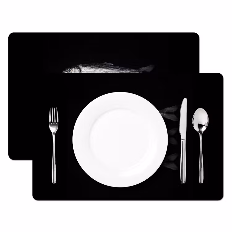 Tischset - 6 Stück - Hering - Fisch - Schwarz — 2