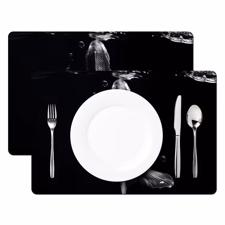 Tischset - 6 Stück - Koi - Fisch - Wasser - Schwarz — 2