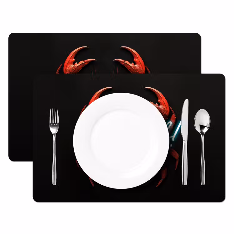 Tischset - 6 Stück - Krabbe - Rot - Neon - Zitat — 2