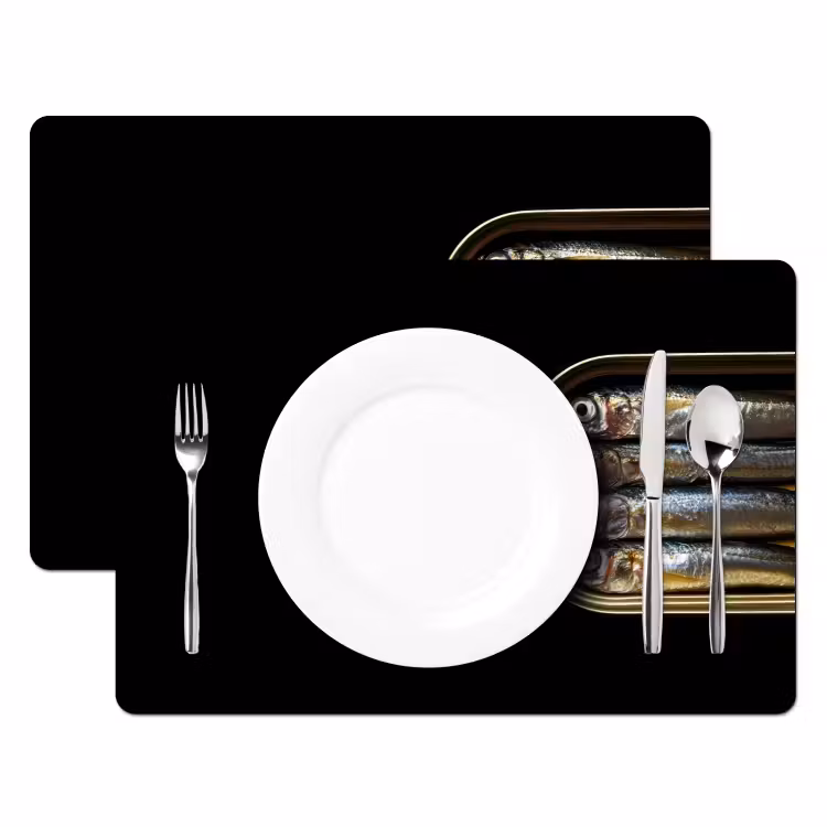 Tischset - 6 Stück - Sardinen - Dose - Schwarz - Fisch — 2
