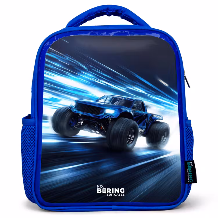 Kinderrucksack - Blau - Monstertruck rast durch die Lichtgeschwindigkeit — 1
