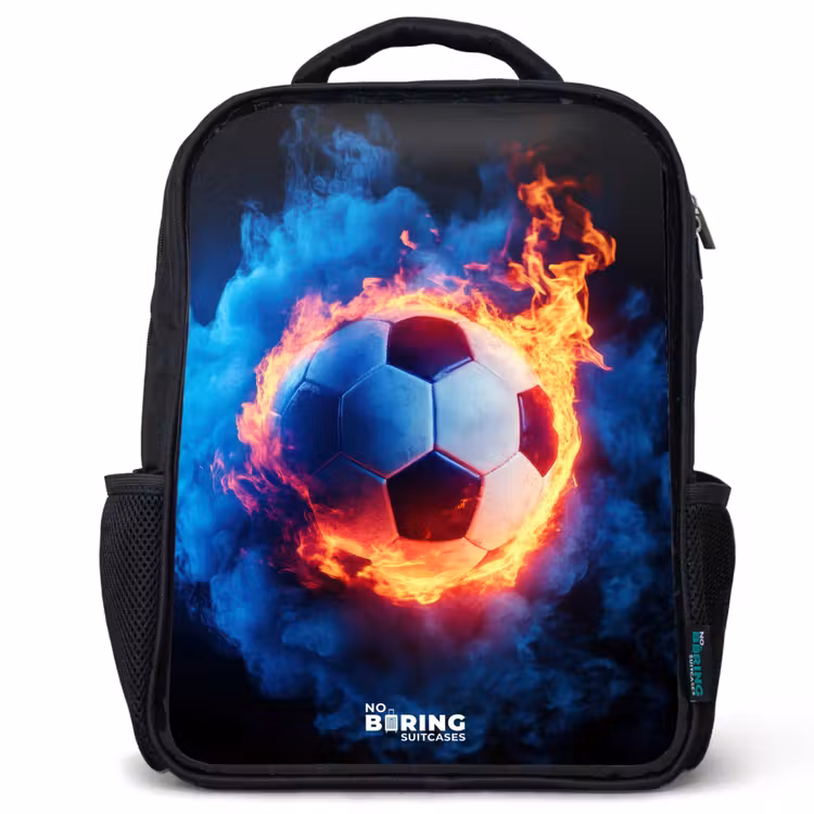 Kinderrucksack - Schwarz - Fußball auf Feuer und Eis — 1
