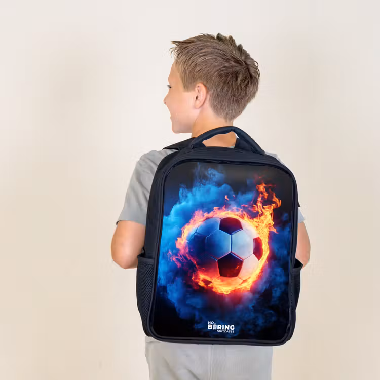 Kinderrucksack - Schwarz - Fußball auf Feuer und Eis — 2