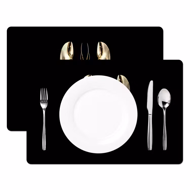 Tischset - 6 Stück - Krebs - Gold - Textur - Schwarz — 2
