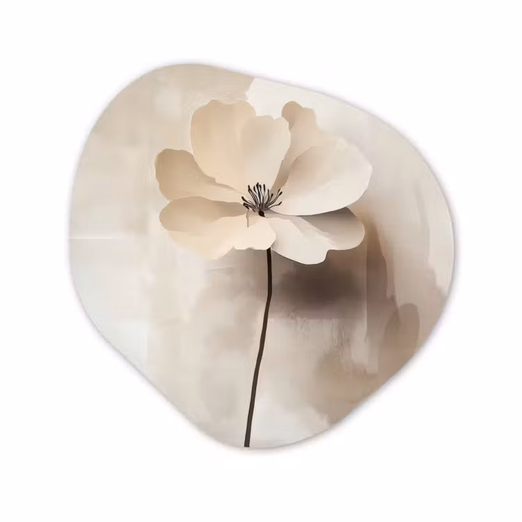 Glasbild Organische Form - Blume - Beige - Farbe - Schatten — 1