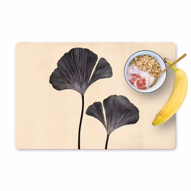 Tischset - 6 Stück - Blätter - Minimalistisch - Schwarz — 1