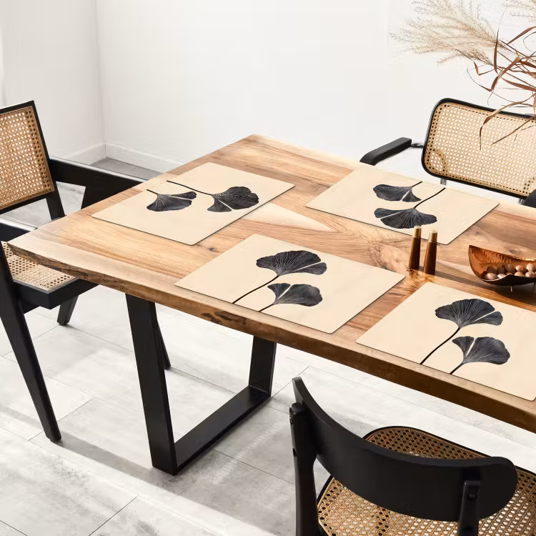Tischset - 6 Stück - Blätter - Minimalistisch - Schwarz — 3