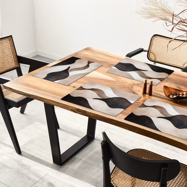 Tischset - 6 Stück - Wellen - Abstrakt - Beige — 4