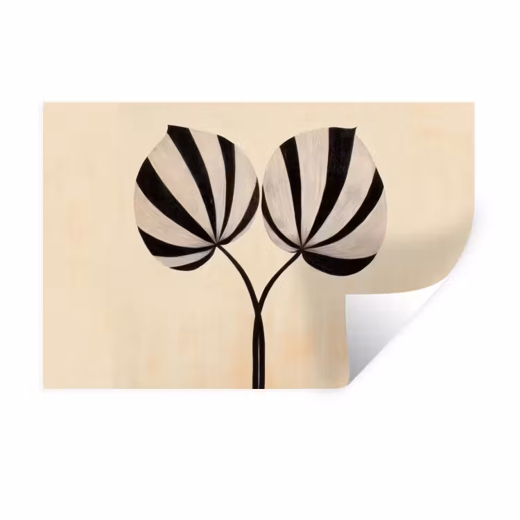 Wandtattoo – Blätter - Gestreift - Stängel - Beige — 1