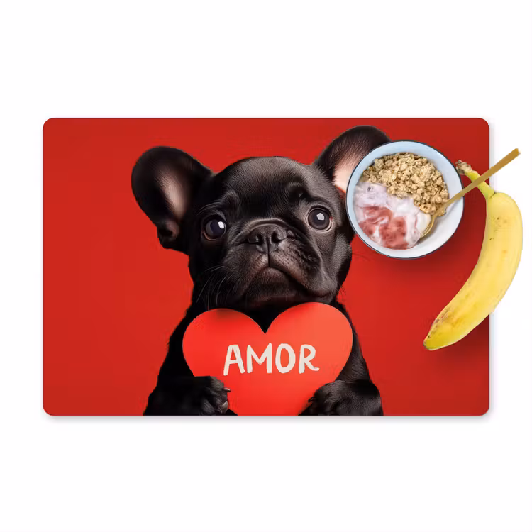Tischset - 6 Stück - Amor - Hund - Herz - Rot — 1