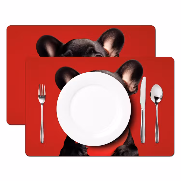 Tischset - 6 Stück - Amor - Hund - Herz - Rot — 2
