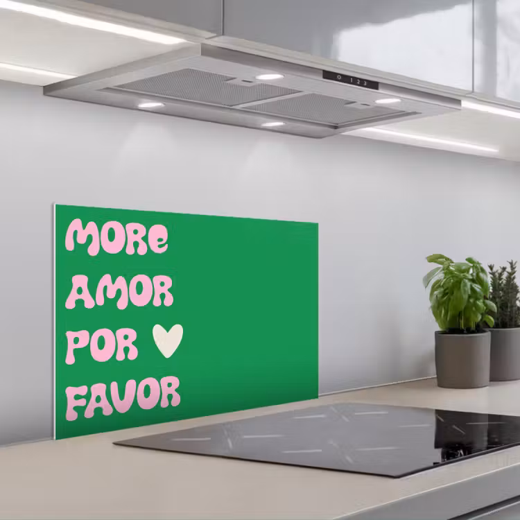 Spritzschutz Küche - Amor - Valentinstag - Grün - Text — 1