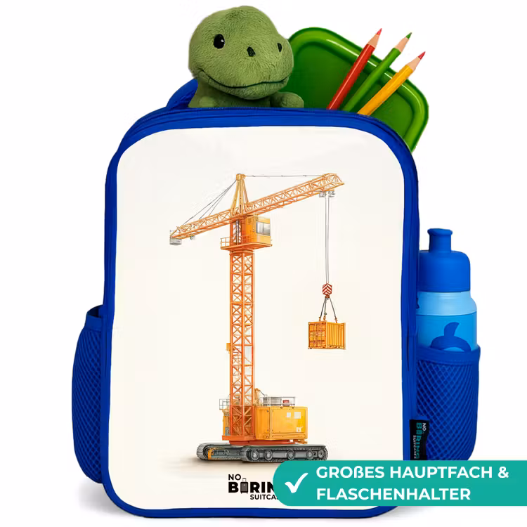 Kinderrucksack - Blau - Turmkran - Signiert - Orange — 4