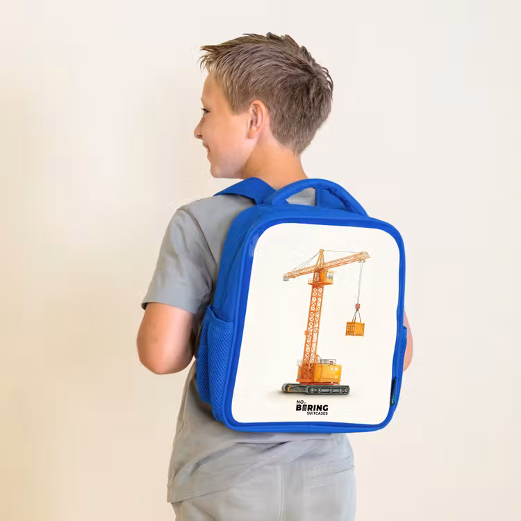 Kinderrucksack - Blau - Turmkran - Signiert - Orange — 5