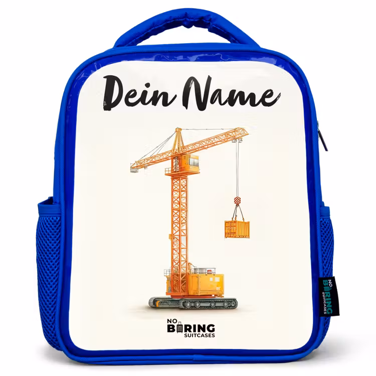 Kinderrucksack - Blau - Turmkran - Signiert - Orange — 1