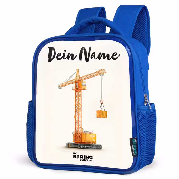 Kinderrucksack - Blau - Turmkran - Signiert - Orange — 8
