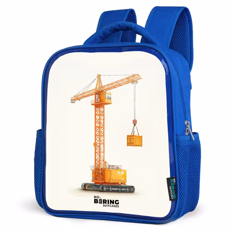 Kinderrucksack - Blau - Turmkran - Signiert - Orange — 8