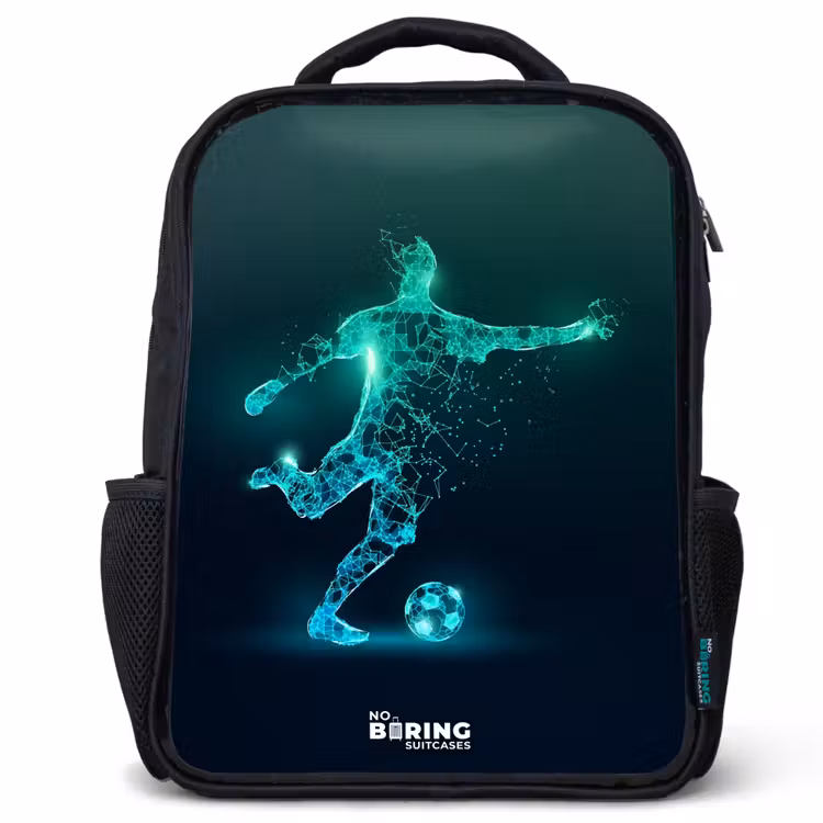 Kinderrucksack - Schwarz - Fußballer kickt mit Gewalt in digitaler Form — 1