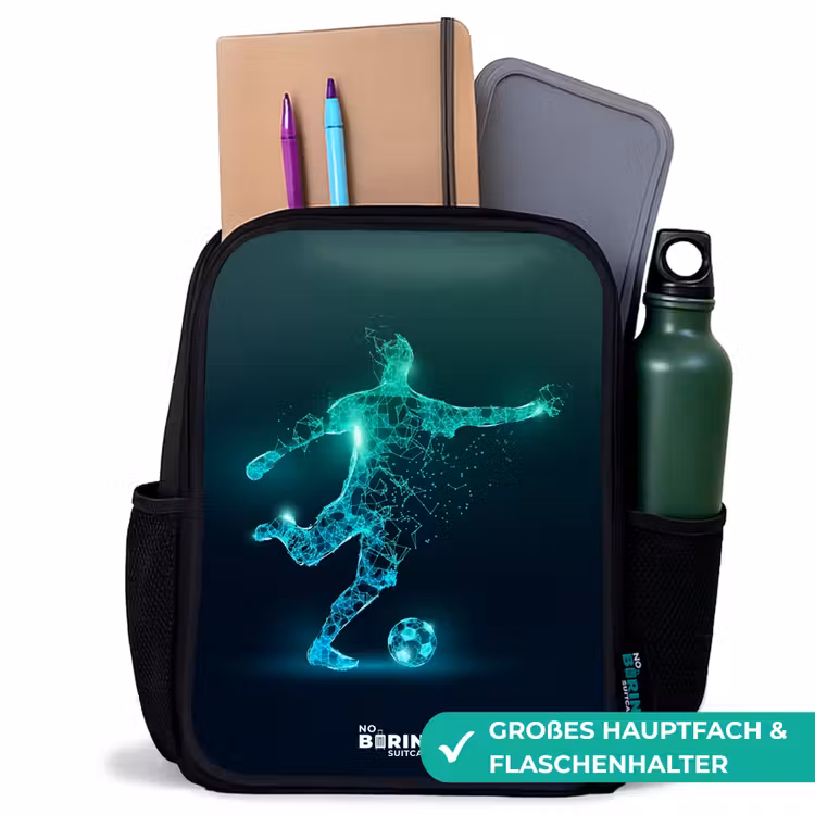Kinderrucksack - Schwarz - Fußballer kickt mit Gewalt in digitaler Form — 10