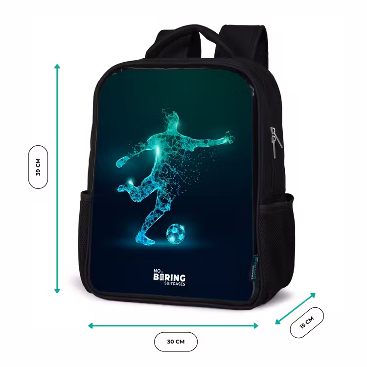 Kinderrucksack - Schwarz - Fußballer kickt mit Gewalt in digitaler Form — 8