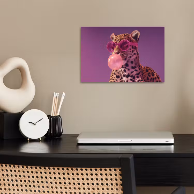 Poster - Panther - Sonnenbrille - Kaugummiblase - Rosa — 2