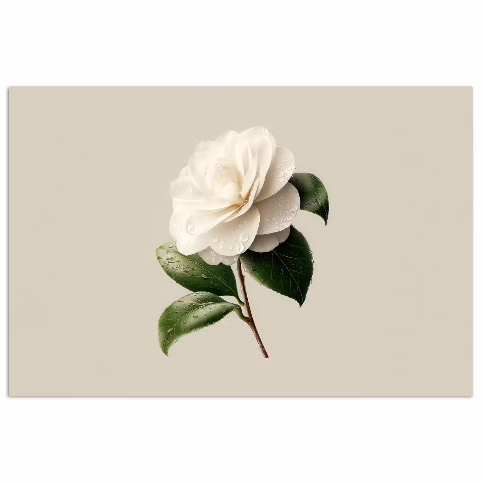Poster - Kamelienblüte - Weiß - Grün — 1