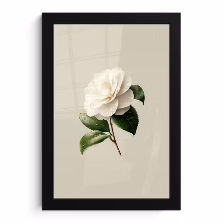 Bilder mit Rahmen - Kamelienblüte - Weiß - Grün — 1