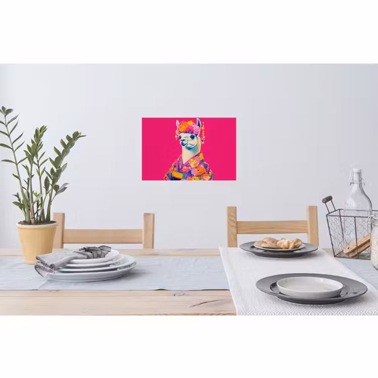 Wandtattoo – Lama - Kimono - Blumenkranz - Hellrosa — 4