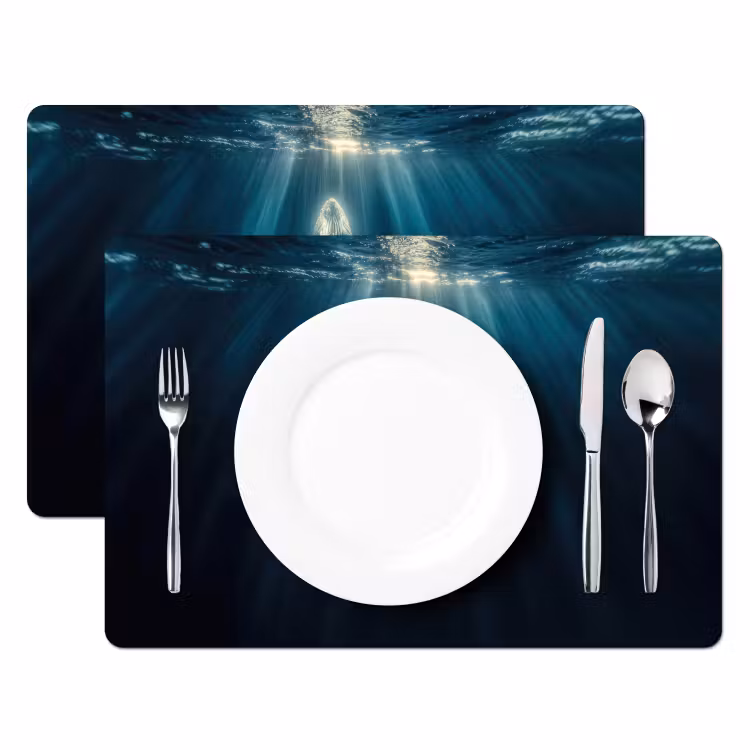 Tischset - 6 Stück - Wal - Wasser - Sonnenstrahlen - Blau — 2