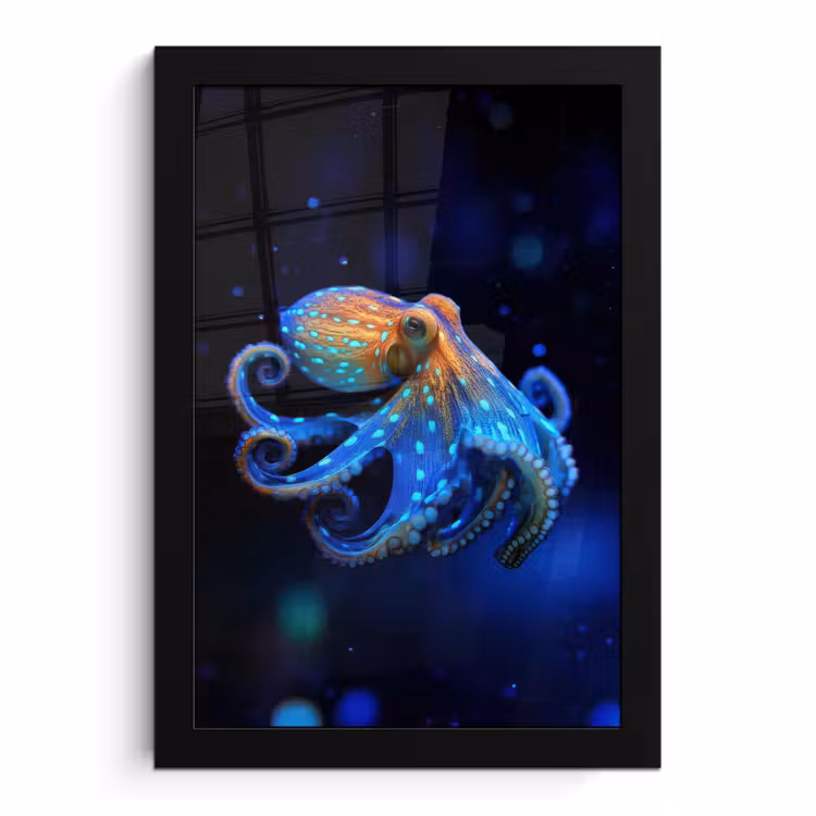 Bilder mit Rahmen - Oktopus - Punkte - Blau - Meer — 1