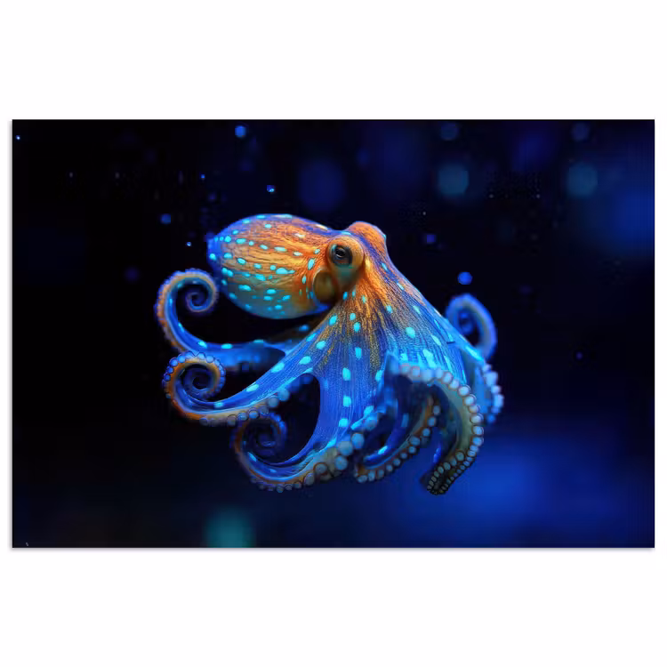 Poster - Oktopus - Punkte - Blau - Meer — 1