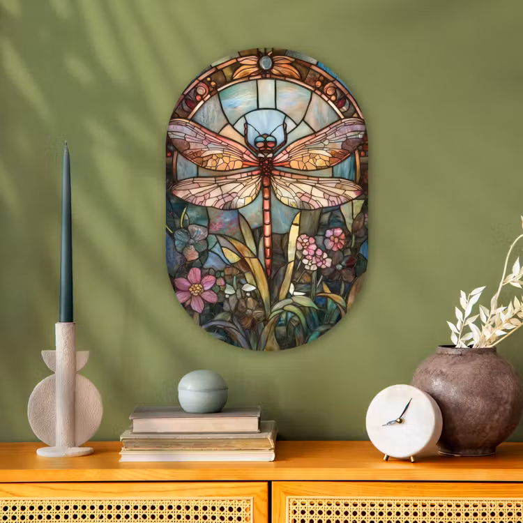 Forexbild Oval - Libelle - Mosaik - Blumen - Farbenfroh — 3