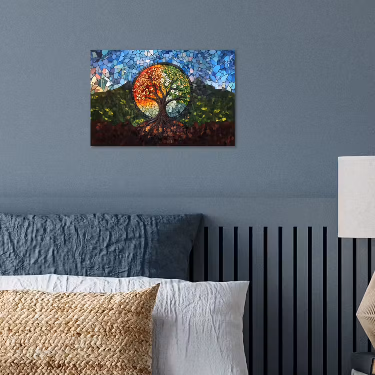 Poster - Baum - Jahreszeiten - Mosaik - Berge — 3
