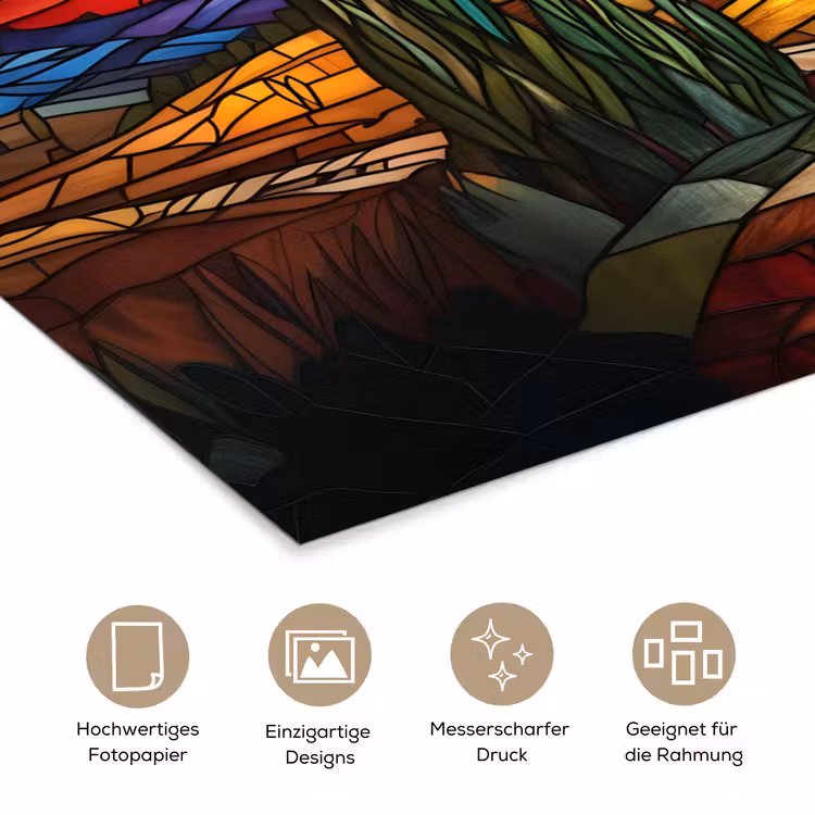 Poster - Mosaik - Sonne - Landschaft - Dorf — 5