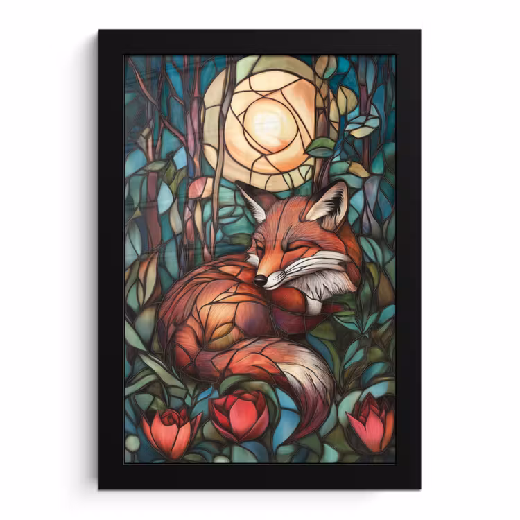 Bilder mit Rahmen - Fuchs - Mosaik - Wald - Mond — 1