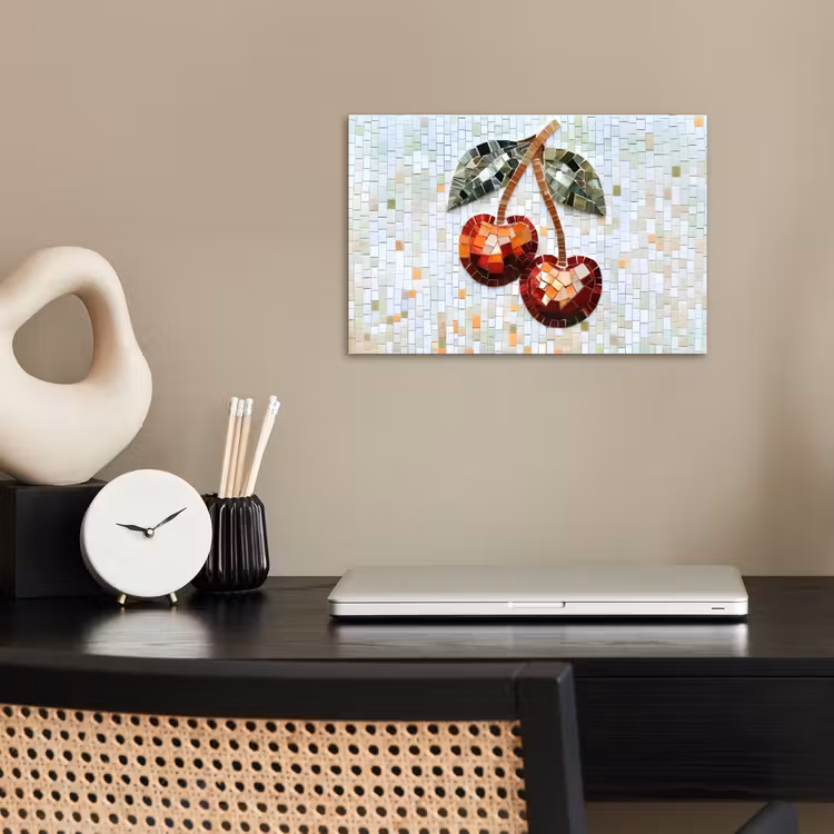 Poster - Kirsche - Rot - Mosaik - Blätter — 2
