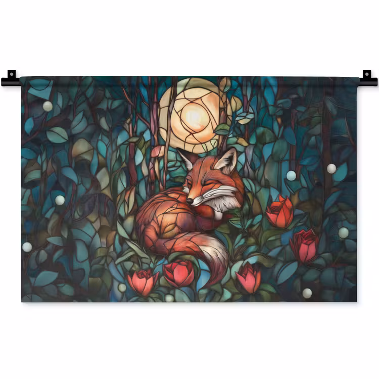 Wandteppich - Fuchs - Mosaik - Wald - Mond — 1