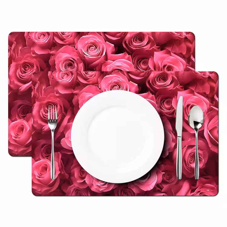 Tischset - 6 Stück - Rosen - Rosa - Blume — 2