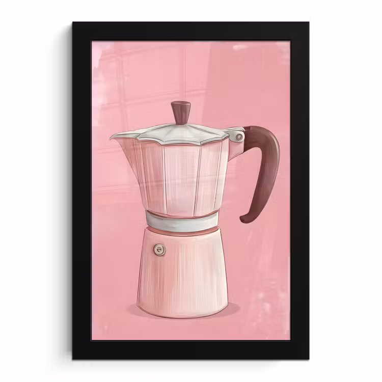 Bilder mit Rahmen - Rosa - Becher Kanne - Illustration - Kaffee — 1