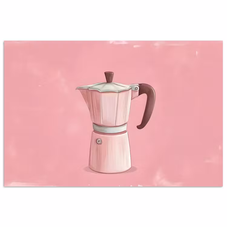 Poster - Rosa - Becher Kanne - Illustration - Kaffee — 1